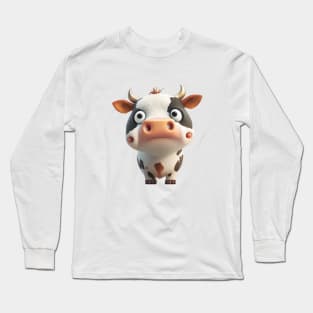 Cow Farm Cute Adorable Humorous Illustration Long Sleeve T-Shirt